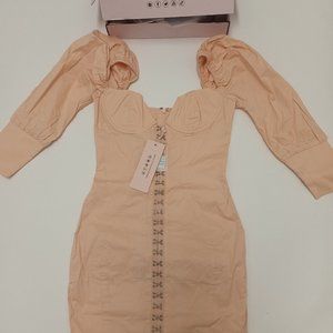 Gorgeous peach cocktail dress.